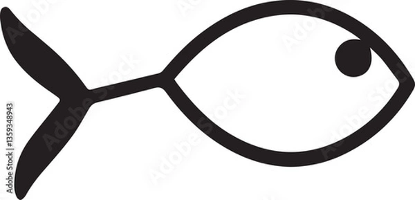 Obraz Fish icon flat and minimal vector art illustration on a white background.
