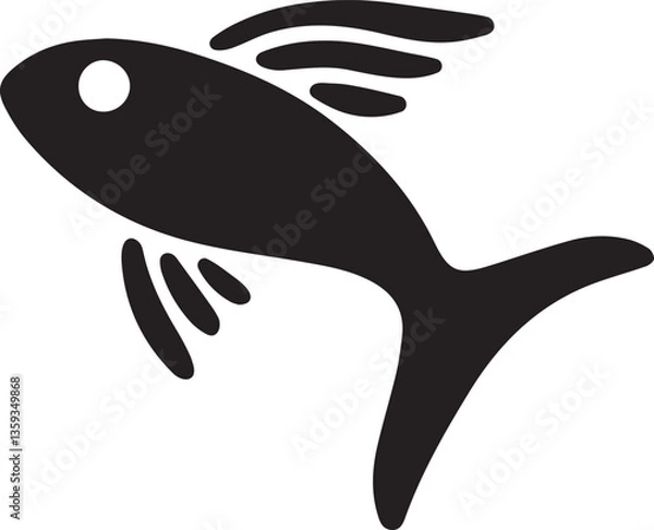 Obraz Fish icon flat and minimal vector art illustration on a white background.
