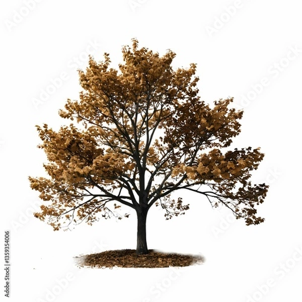 Fototapeta A single tree, partially bare but still green, sits in a stark white landscape against a clear sky.