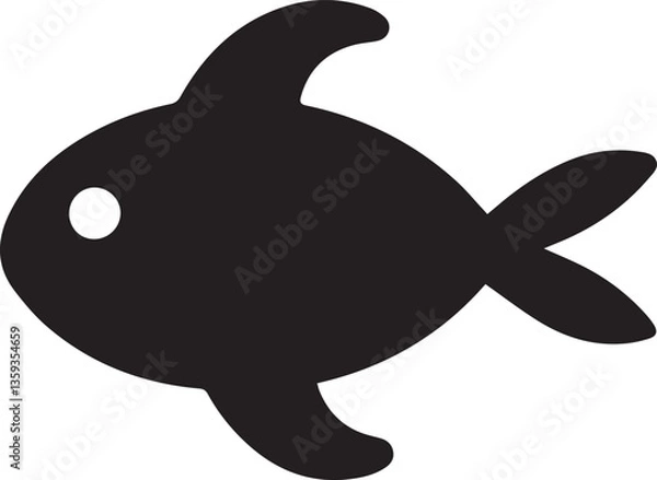 Obraz Fish icon flat and minimal vector art illustration on a white background.
