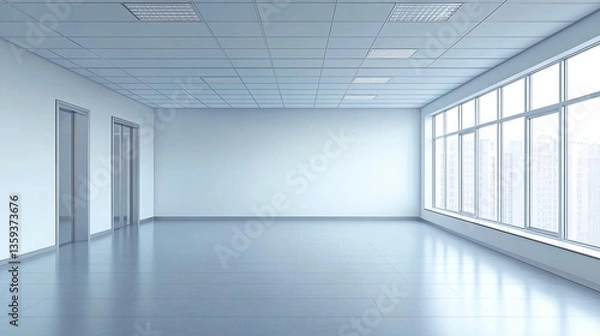 Fototapeta Modern office interior with empty wall for mockup. 3D Rendering