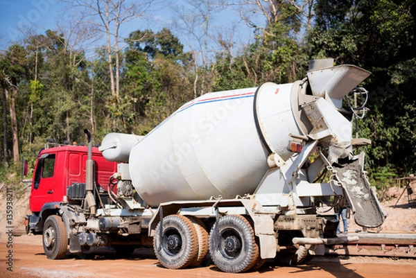 Fototapeta Cement tank car for constructions.