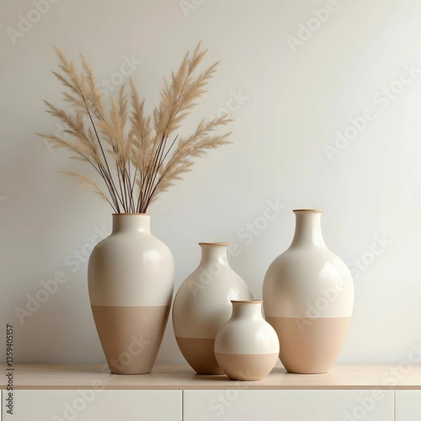 Fototapeta Beautiful set of different sized porcelain vase