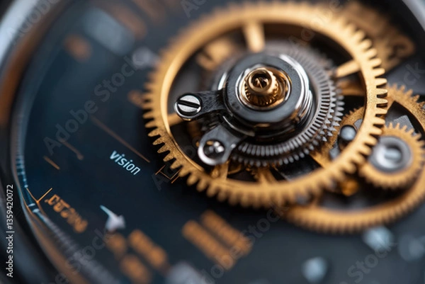 Fototapeta Macro Shot of Intricate Watch Mechanism with Gears 