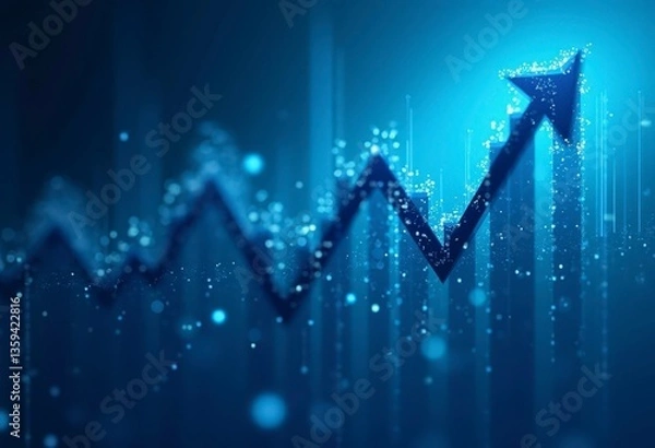 Obraz Blue Business Graph Design with Dramatic Shadowing and Color Palette
