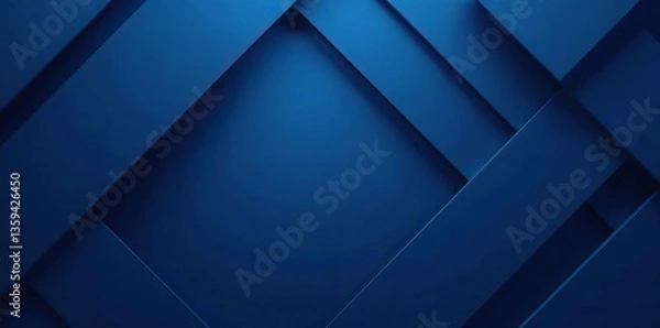 Fototapeta Dark blue abstract geometric background with overlapping layers and light stripes,  3d,  geometric