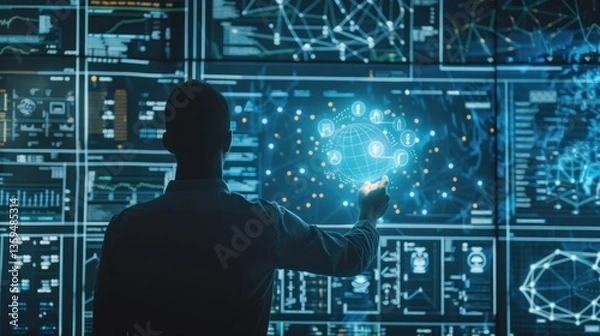 Fototapeta Business professionals reviewing machine learning insights for strategy.