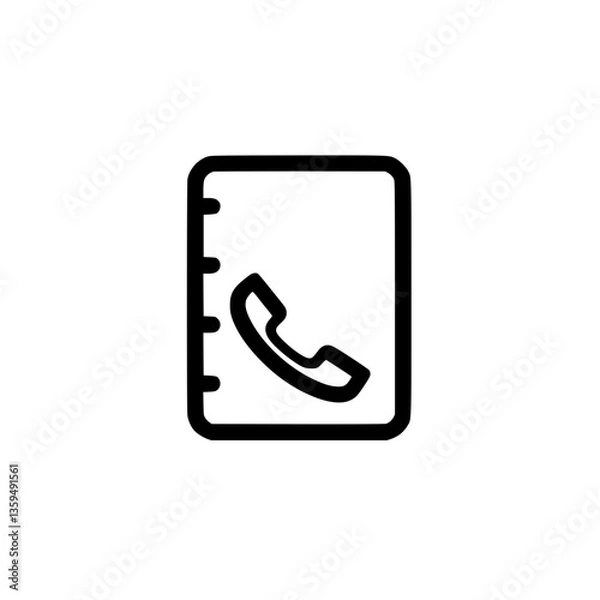 Fototapeta A minimalist icon displaying a contact book with a telephone handset symbol conveying communication and organized connections visually