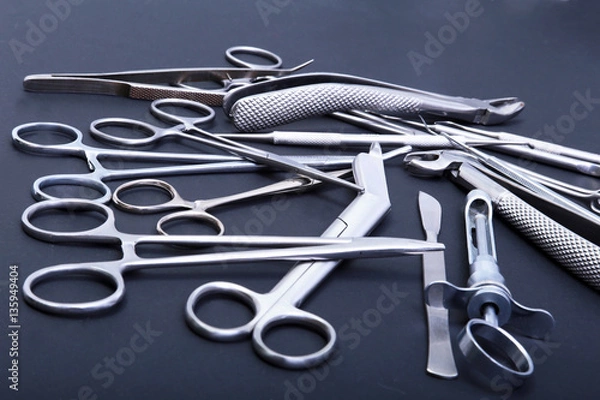 Obraz Surgical instruments and tools on table for a surgery