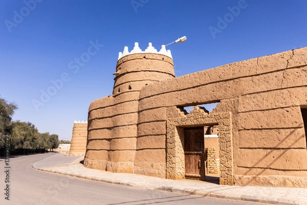 Obraz Ushaiger, Ar Riyadh in Saudi Arabia. A traditional restored village made of clay bricks. Ushaiger is one of the Heritage Villages in the Kingdom of Saudi Arabia