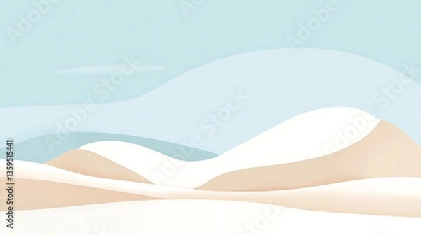 Fototapeta Pastel winter landscape.  Soft, muted colors depict a serene snowy desert scene