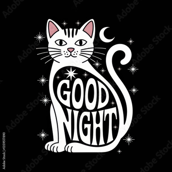 Obraz Good night cat design