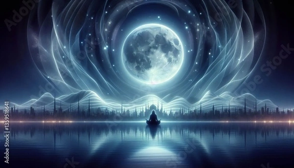 Fototapeta Lunar Amplification The effect of the moon appearing larger and