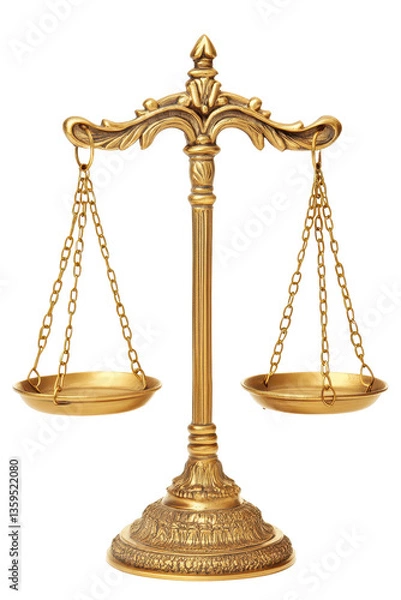 Fototapeta Isolated Ornate Golden Scales of Justice