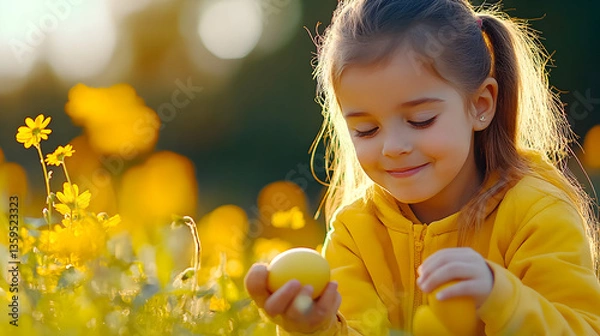 Fototapeta These hiding spots are so easy. Shot of a little girl going on a treasure hunt to find easter eggs 
