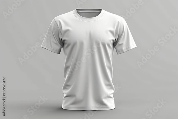 Fototapeta A plain white t-shirt displayed against a neutral background, showcasing a modern and casual design.