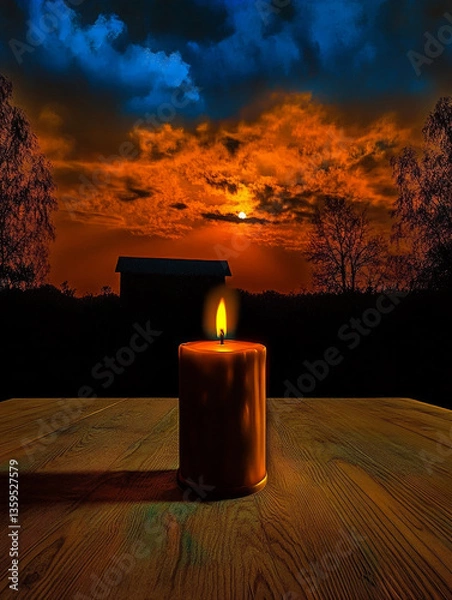 Fototapeta Candle on a table, generative AI