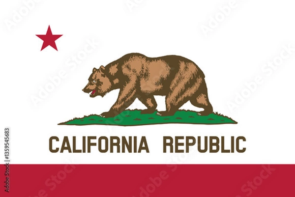 Fototapeta California Flag Vector Clipart Illustration - High-Quality Artwork of the Iconic California Bear Flag, Perfect for Designs, Graphic Projects, and Print Media