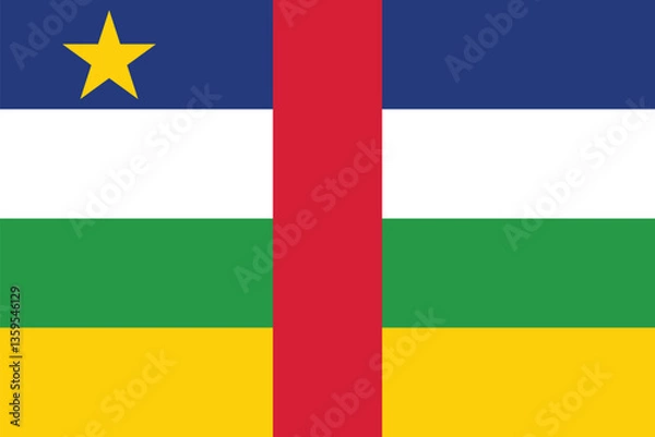 Fototapeta Central African Republic Flag Vector Clipart Illustration – High-Quality Digital Artwork of the National Flag with Bold Colors and Crisp Lines