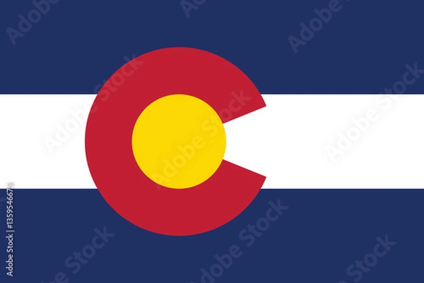 Fototapeta Colorado State Flag Vector Clipart Illustration - High-Quality Graphic Design of the Iconic Colorado Flag with Bold Colors and Symbolic C in the Center