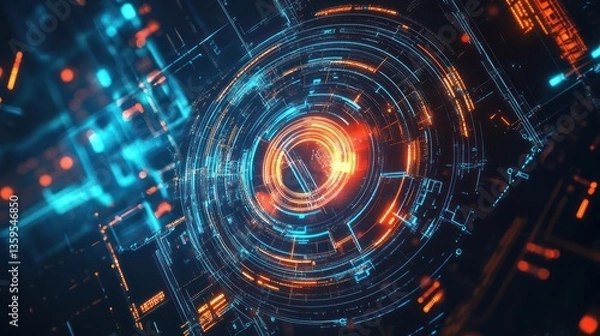 Fototapeta Futuristic Tech Circuit Pattern abstract background