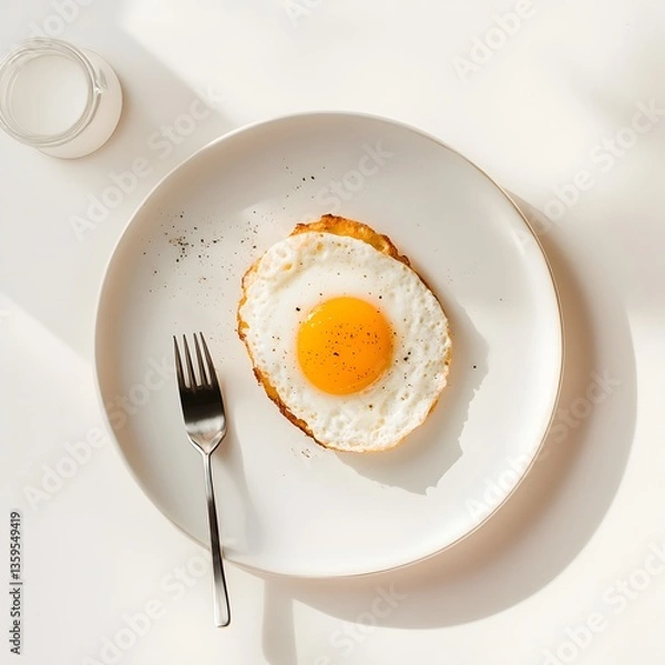 Obraz fried egg on toast on a plate. 