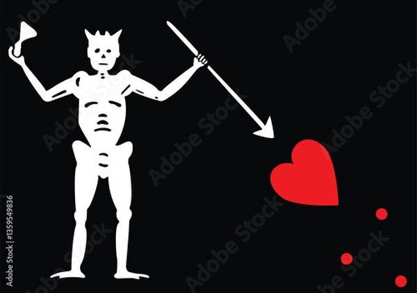Fototapeta Blackbeard Pirate Flag Vector Clipart - Classic Skull and Crossbones Pirate Emblem with Jolly Roger Design
