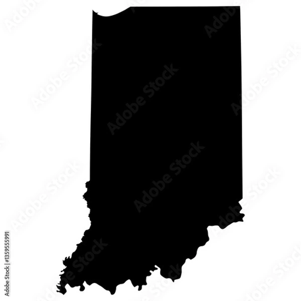 Obraz Black Sticker of Indiana Map with Transparent Background