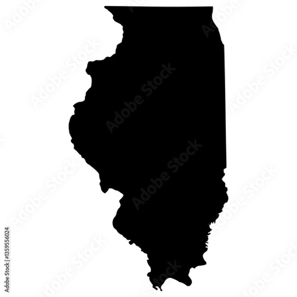 Obraz Black Sticker of Illinois Map with Transparent Background