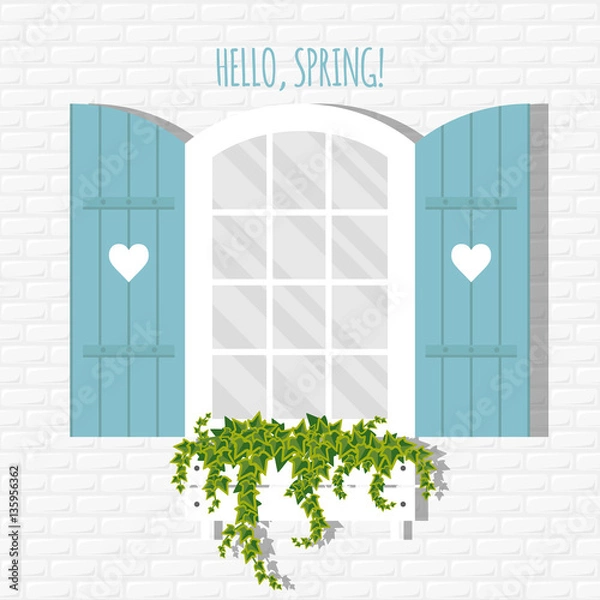Fototapeta window and shutters. Vector illustration