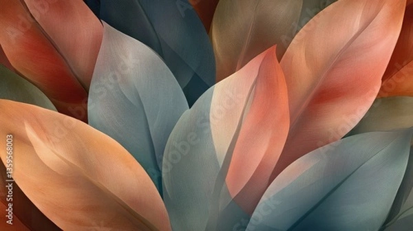 Fototapeta Abstract Colorful Leaves Pattern with Soft Curves and Textured Layers in Warm Earth Tones for Modern Design