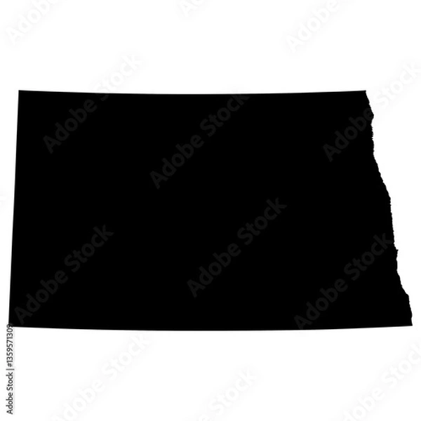 Fototapeta Black Sticker of North Dakota Map with Transparent Background
