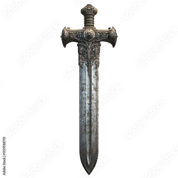 Fototapeta Classic Medieval Sword isolated on white background