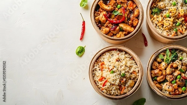 Fototapeta Wholesome meal ready for consumption showcasing a delicious and nutritious option from a meal delivery service