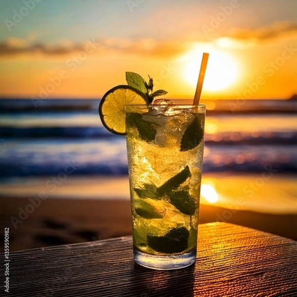 Fototapeta A Mojito at Sunset