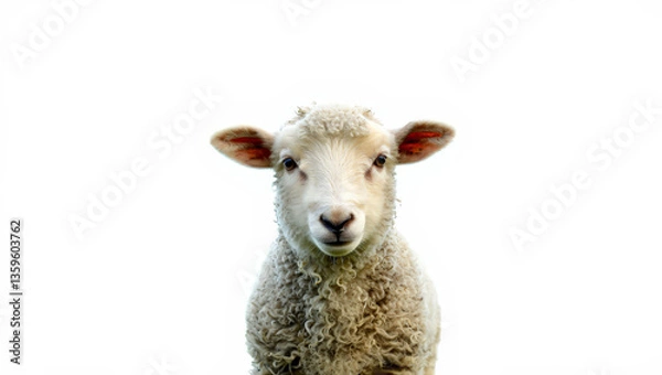 Fototapeta Lamb Portrait Against White Background
