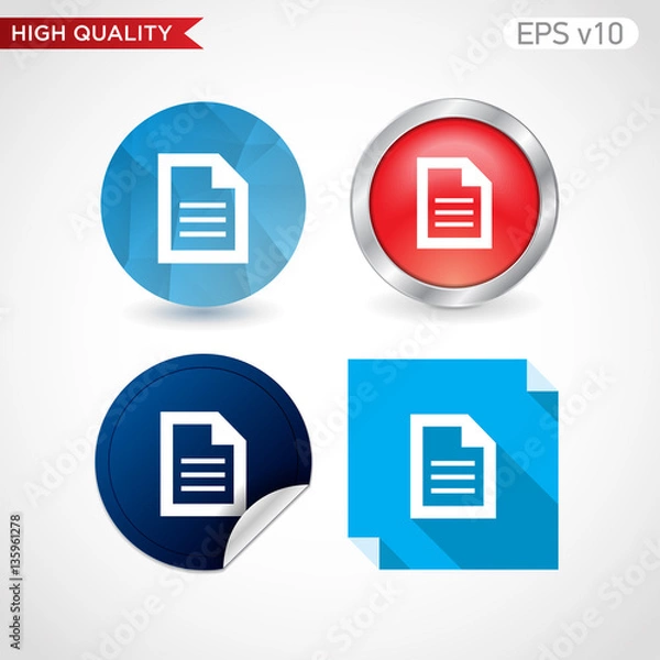 Fototapeta Document icon. Button with document icon. Modern UI vector.