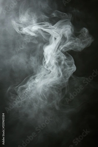 Fototapeta Soft gray mist elegantly dances on a rich dark canvas, forming a captivating juxtaposition.