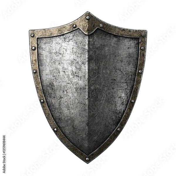 Fototapeta Metal Shield with Rivets and Brushed Texture