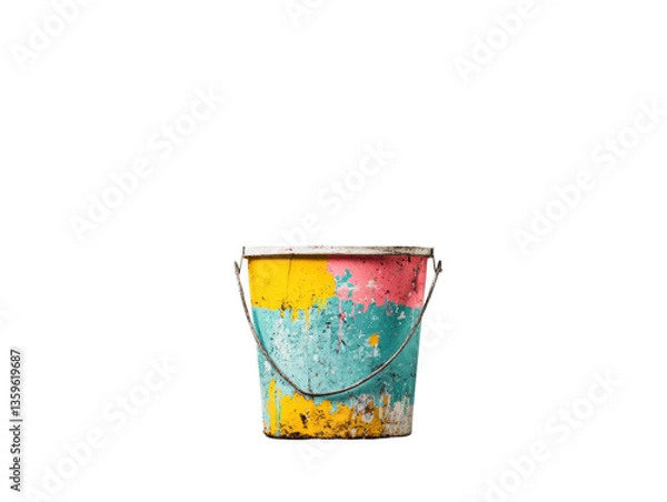 Obraz Colorful paint bucket, white isolate background
