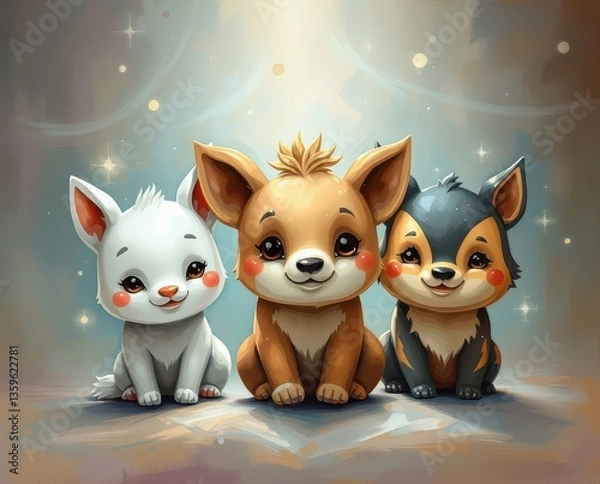 Fototapeta animal, cat, cartoon, dog, vector, illustration, pet, cute, baby, character, fox, funny, set, pig, fun, animals, head, icon, kitten, art, mammal, bear, happy, design, smile