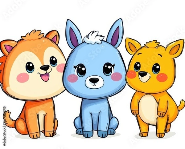 Fototapeta cartoon, animal, cat, dog, vector, illustration, bear, funny, pet, animals, baby, fun, cow, head, art, pig, set, horse, face, cute, character, rabbit, zoo, drawing, farm