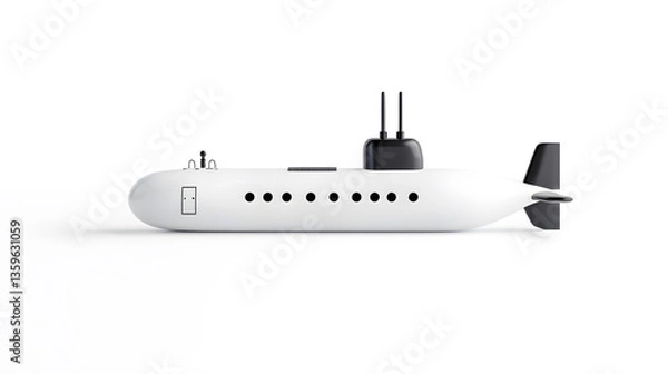 Fototapeta Submarine, isolated on white background