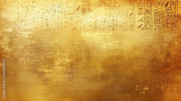 Obraz Ancient Egyptian Papyrus: A detailed glimpse into the past with a textured parchment and hieroglyphs. The golden hue exudes a timeless sense of history and mystery.