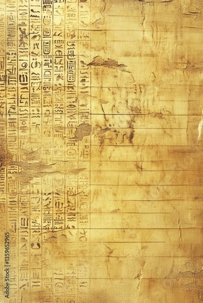 Obraz Ancient Writings Unveiled: Close-up on a textured, weathered parchment filled with intricate ancient inscriptions, transporting viewers to a bygone era of knowledge and mystery.