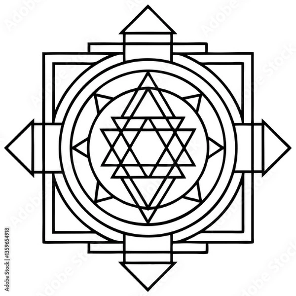 Fototapeta Yindu yantra mandala. geometric-patterns. Generative AI.