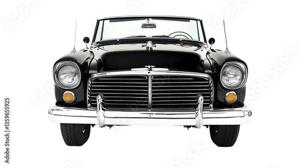 Obraz 3d Render Classic Black Automobile Front View on Transparent Background