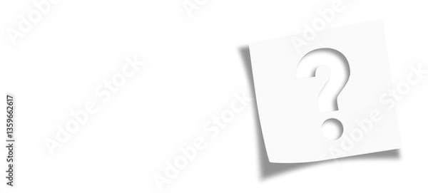 Fototapeta 	
Note paper with question mark on transparent or white background
