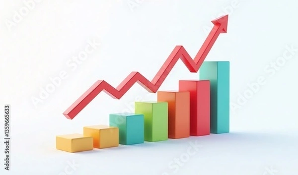Fototapeta Vibrant upward trending bar graph shows strong growth. AI Generated