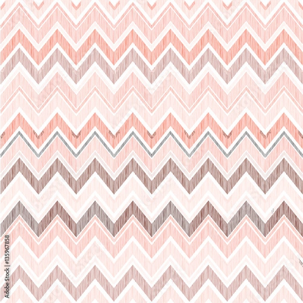 Fototapeta Abstract geometric pattern. Fabric doodle line ornament. Linear zig zag texture. Seamless ornamental zigzag background